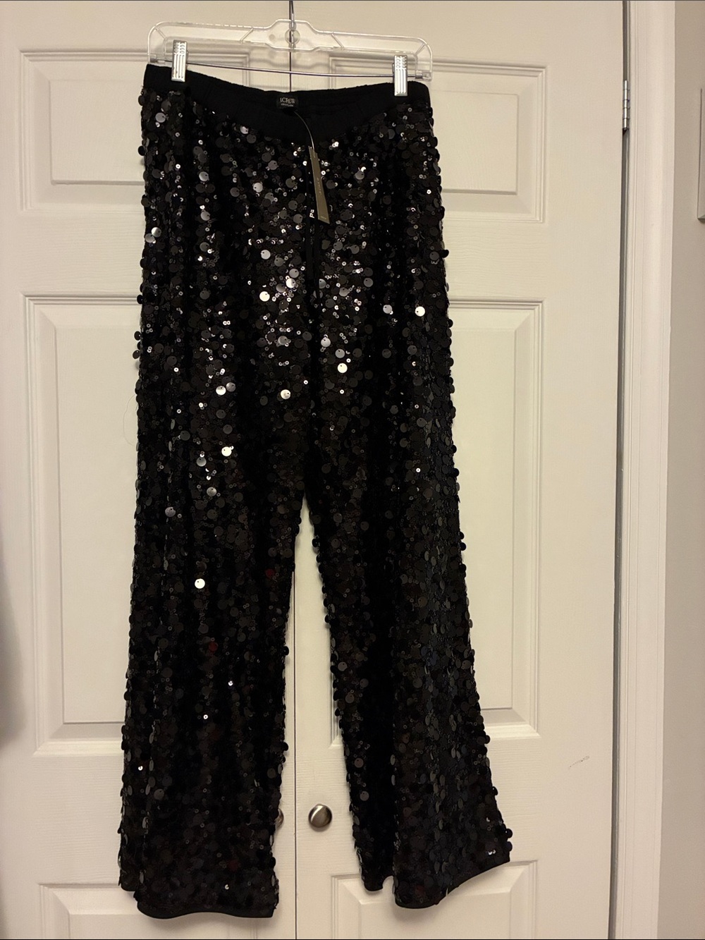 J.Crew Collection Cosmo Sequin Pants Black Relaxed Shiny Party Holiday